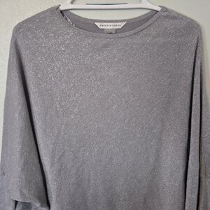 Peter Nygard | Gray Metallic Poncho Sweater Size S/M
